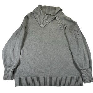 Calvin Klein Sweater 3X Gray Shawl Collar Gorpcore  Grandmacore Button Pullover